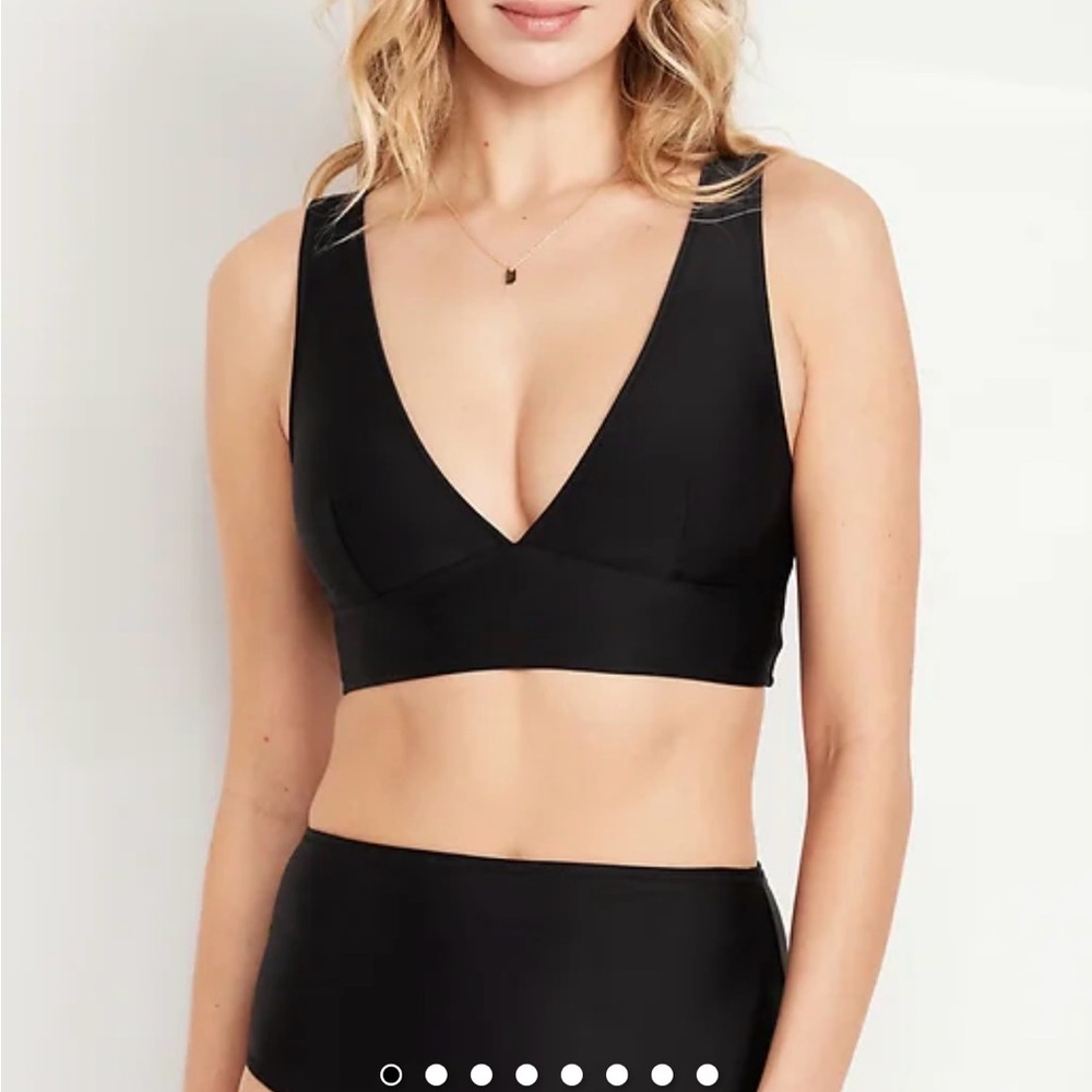 Old Navy Longline Ribbed Black Bikini Set